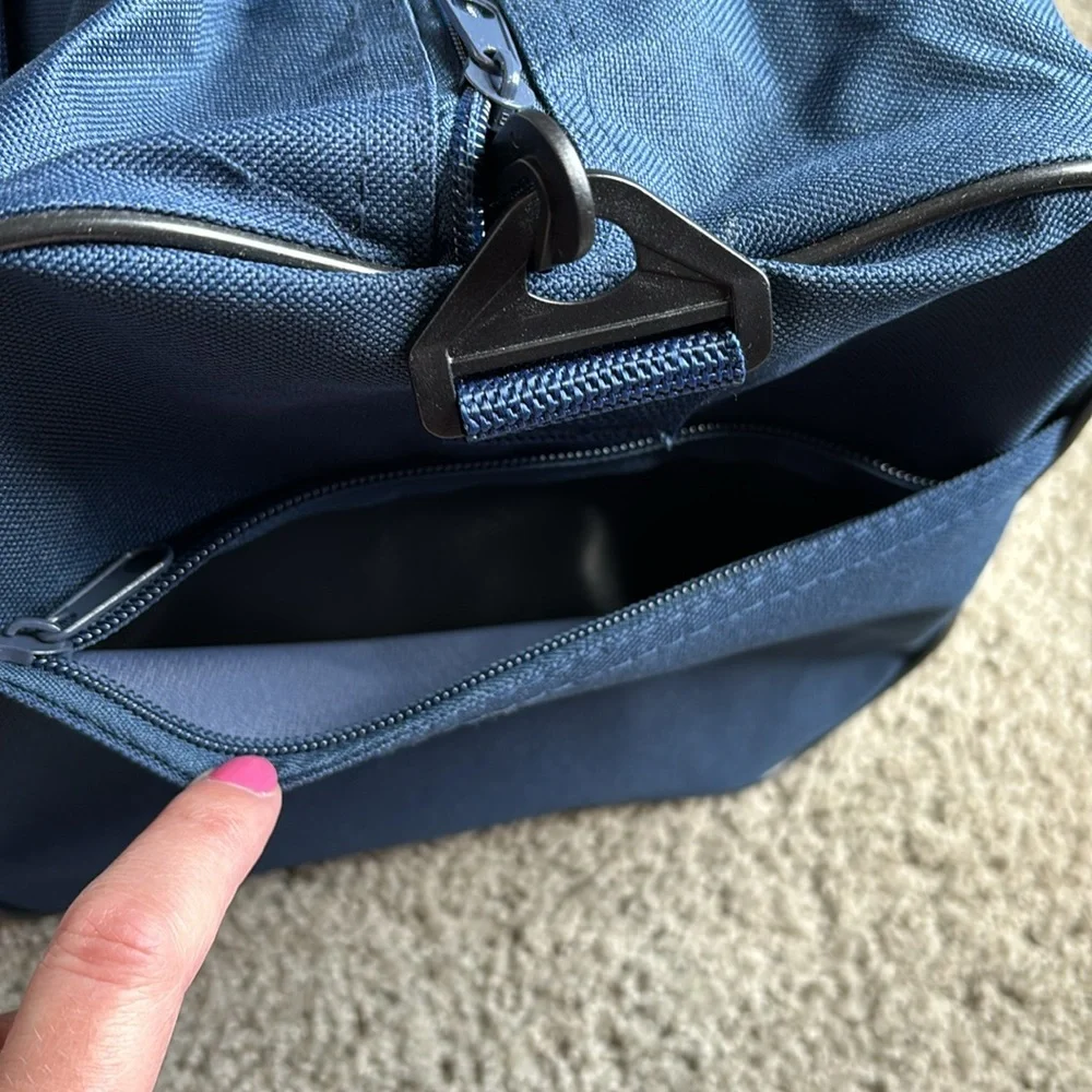 Blue duffle bag